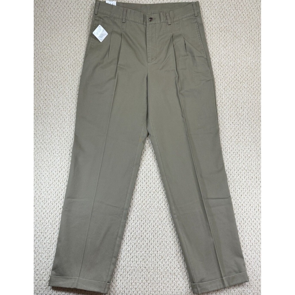 Cabelas Casuals Pants Mens 36x34 Tan Wrinkle Free Duel Pleat Twill Chinos NEW